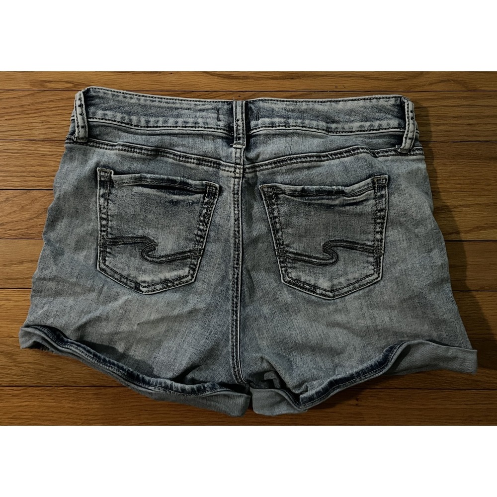 Silver Jeans Elyse High Rise Cuffed Blue Denim Shorts Women 29 L53017EGX157